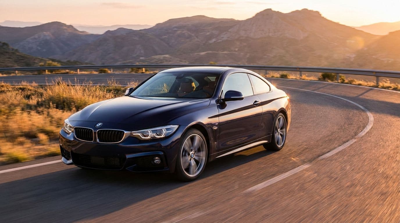 BMW Serie 4 440i B58 coupe en carretera de montana