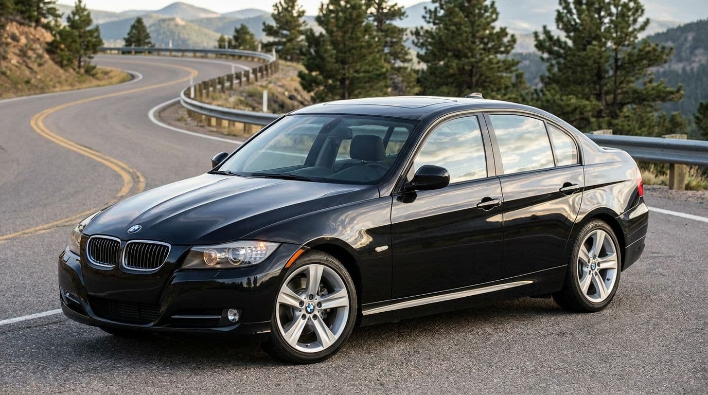 BMW Serie 3 E90 seis cilindros N52 en carretera de montana